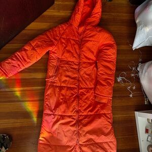 Bright Orange Hooded Puffer Coat